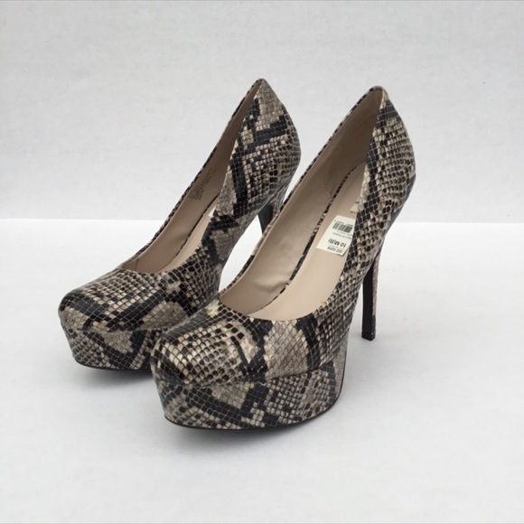 Olsenboye Black/Cream Snake Print Heels Size 10 - Picture 4 of 6
